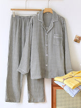 Cotton Plaid Couple Pajamas Set