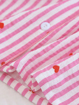 Small Heart Print Three Pieces Cotton Pajama Set