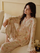 Kafiloe Pink Flowers Cotton Pajama Set