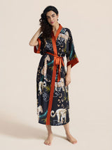 Kafiloe Floral Printed Long Kimono Robe