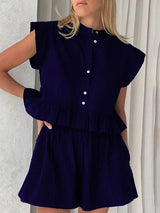 Jacquard Short Sleeve Shirt & Shorts Two Piece Set