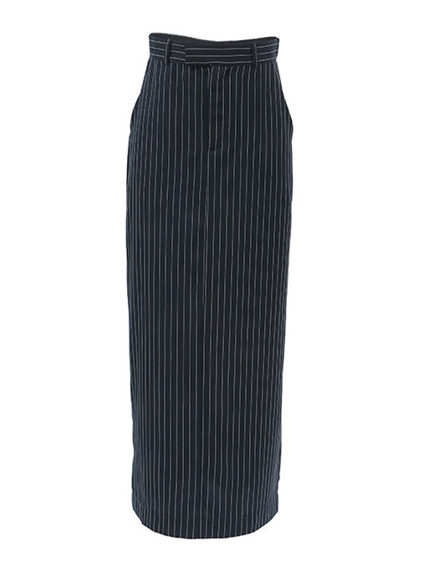 Stripe Split High Waist Maxi Skirt