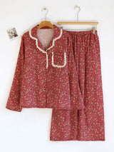 Vintage Floral Lace Trim Pajama Set