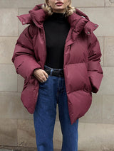 Pocketed Zip Up Hooded Puffer Jacket