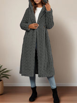 Solid Color Jacquard Long Coat