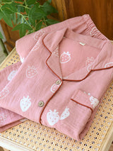 Strawberry Long Sleeve Cotton Pajama Set