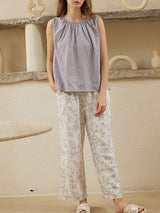 Cotton Sleeveless Top & Printed Pants Pajama Set