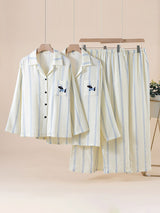 Cotton Stripe Couple Pajama Set
