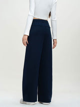 Solid Color Elastic Waist Fleece Baggy Pants