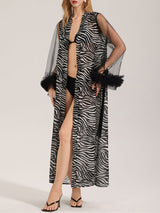 Kafiloe Printed Sheer Sleeve Long Robe