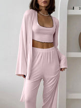 Knit Ruffle Trim 3-Piece Loungewear Set