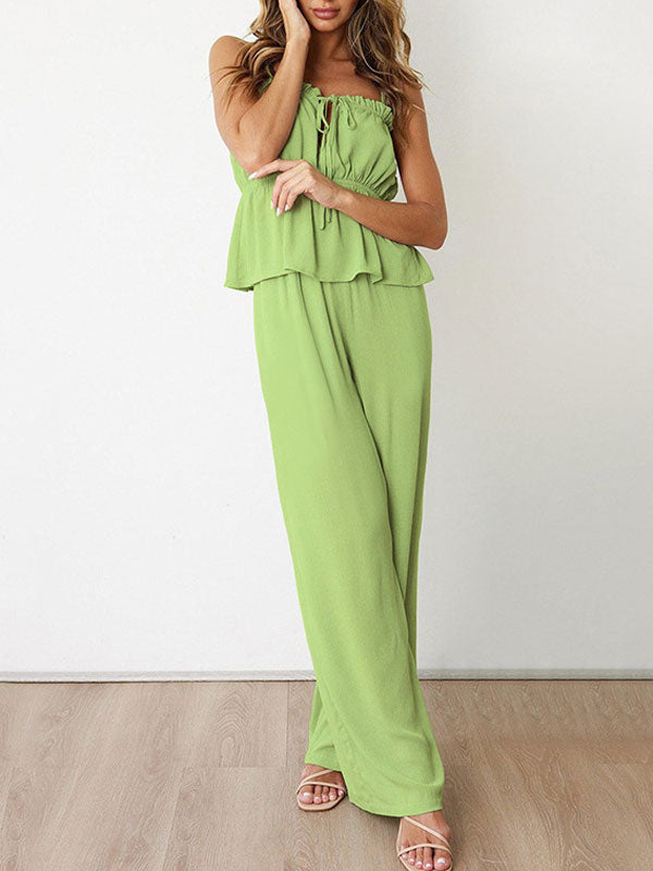 Pleated Cami Top & Long Pants Set