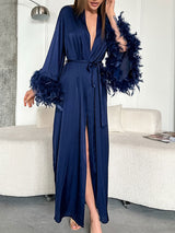 Long Feather Sleeves Robe