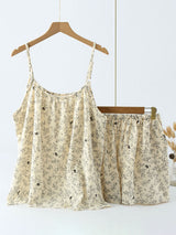 Spaghetti Strap Floral Pajama Shorts Set