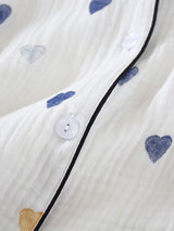 Colorful Heart Print Cotton Pajama Set
