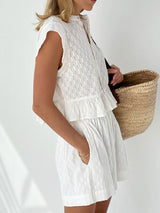 Jacquard Short Sleeve Shirt & Shorts Two Piece Set