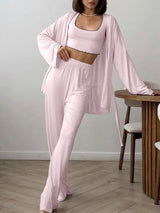 Knit Ruffle Trim 3-Piece Loungewear Set