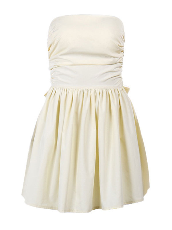 Sleeveless Back Bow Ruffle Mini Dress