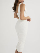 One Shoulder Hollow Out Bodycon Midi Dress