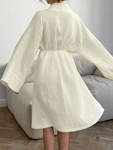 Cotton Solid Color Midi Robe