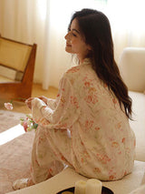 Kafiloe Pink Flowers Cotton Pajama Set