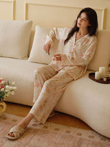 Kafiloe Pink Flowers Cotton Pajama Set