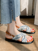 Cross Ankle Strap Flat Sandals
