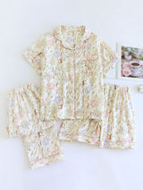 Floral Cotton Three Pieces Pajama Set