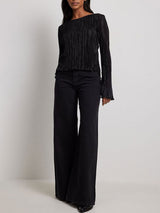 Bell Sleeve Back Tie Crop Shirt