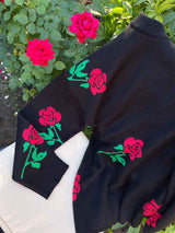 Round Neck Rose Print Sweater