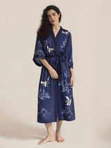 Kafiloe Floral Printed Long Kimono Robe
