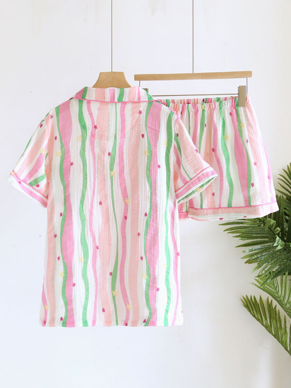 Cute Colorful Cotton Short Sleeve Pajamas