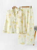 Strawberry & Floral Printed Pajama Set