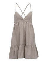 Linen V-Neck Tiered Mini Dress