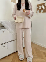 Thermal Velvet Striped Long Sleeve Pajama Set
