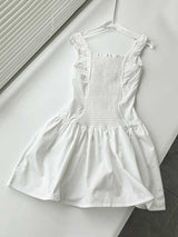 Sleeveless Ruffle White Mini Dress