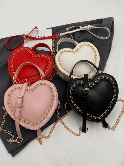 Zipper Heart Shape Chain Bag