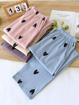 Black Heart Cotton Pajama Pants