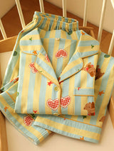 Kafiloe Striped Teddy Bears Long Sleeve Pajamas