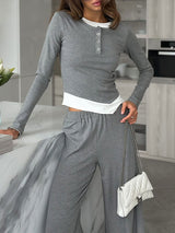 Faux Layered Top and Pants Set