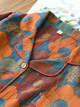 Poppy Flower Long Sleeve Cotton Pajama Set