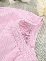 Ruffle Trim Pink Shirt & Shorts Lounge Set