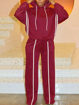 Solid Color Patchwork Hoodies & Long Pant Set