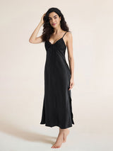Kafiloe Bow Tie Slit Chemise Nightgown