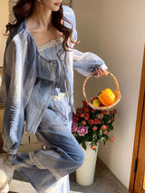 Printed Three-Piece Pajama Set