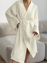 Cotton Solid Color Midi Robe