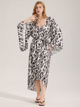 Kafiloe Leopard Cami Nightgown & Robe Set
