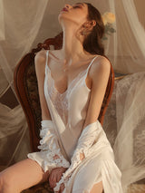 Satin Lace Spagehtti Strap Mini Nightgown