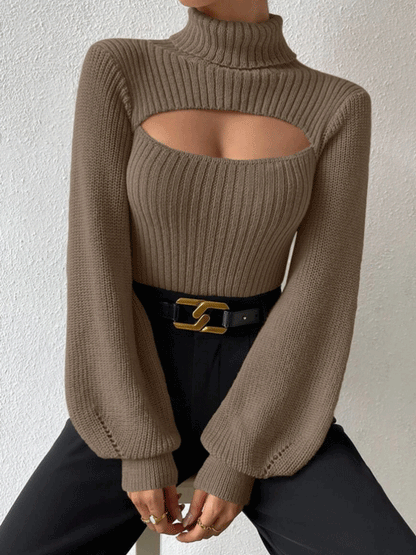Turtleneck Hollow Out Knitted Sweater