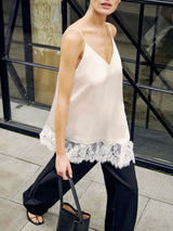 V-Neck Lace Trim Camisole Top